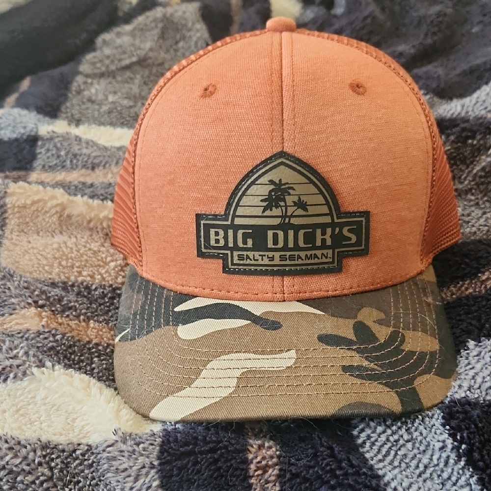 Big Dick's Salty Seaman Orange and Camo Cap
